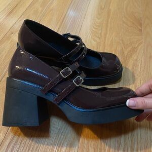Brown Block Heel Mary Janes